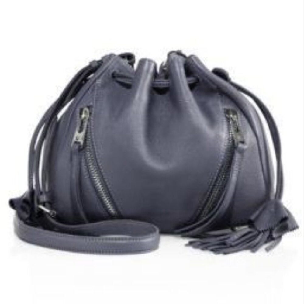 LINEA PELLE Ryan Slate Drawstring Bucket Crossbody Bag Slight Damage PLEASE READ - Picture 3 of 10